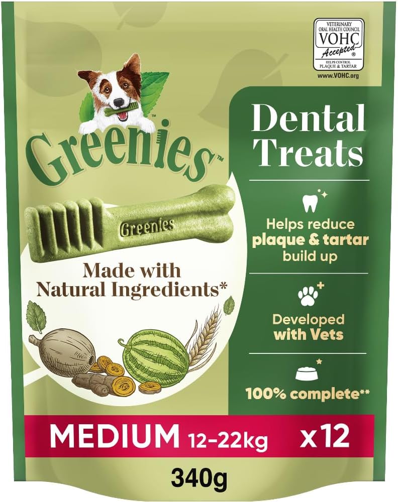 Greenies Original Dental Treat Care for Medium Dogs from 12-22 kg, 12 Chews, 340 g