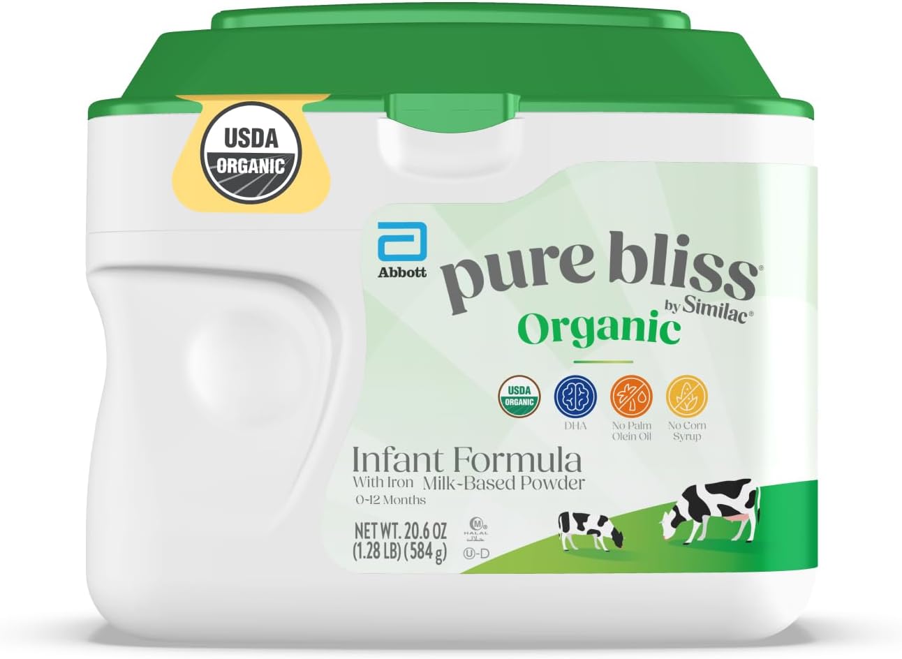 Pure Bliss by Similac Organic Infant Formula, Easy to Digest, USDA-Certified Organic, Powder, 20.6-oz Tub