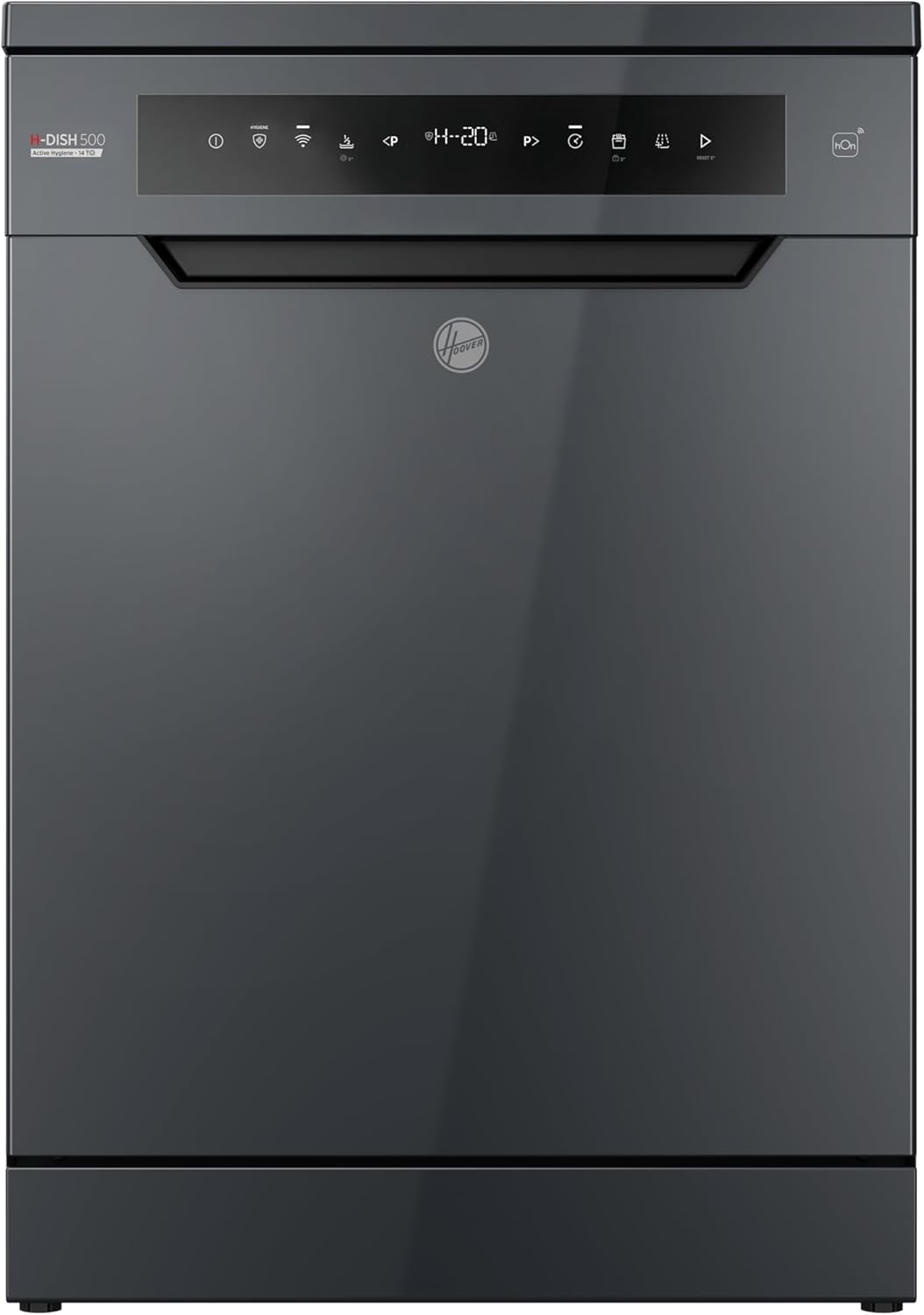 Hoover H-DISH 500 HF 4B7F0A-80 Free Standing Full Size Dishwasher, 14 Place Settings, Graphite, B Rated