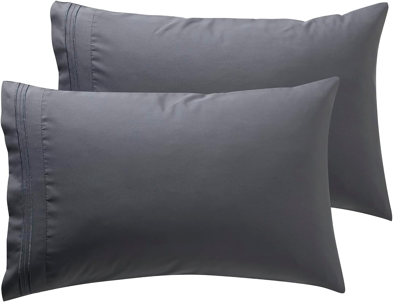 Nestl Grey Pillow Cases - Soft Queen Size Set of 2, 1800 Microfiber, Envelope Closure, 20x30 Inches
