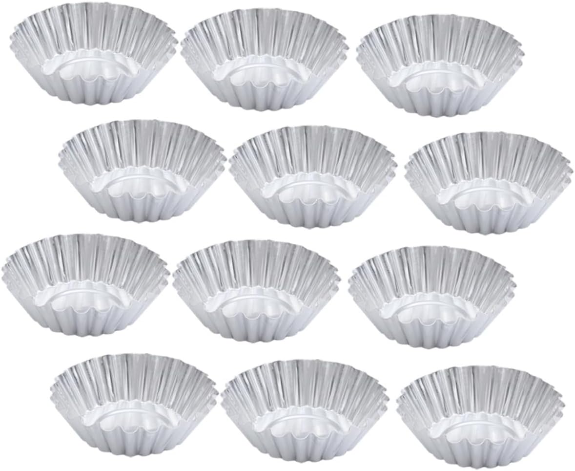 VICASKY 100pcs Reusable Aluminum Alloy Tartlet Tins Baking Mold Cups with Fluted Edges Non Stick Small Cake Muffin Cases for Easy Release and Decorative Pastry Shells