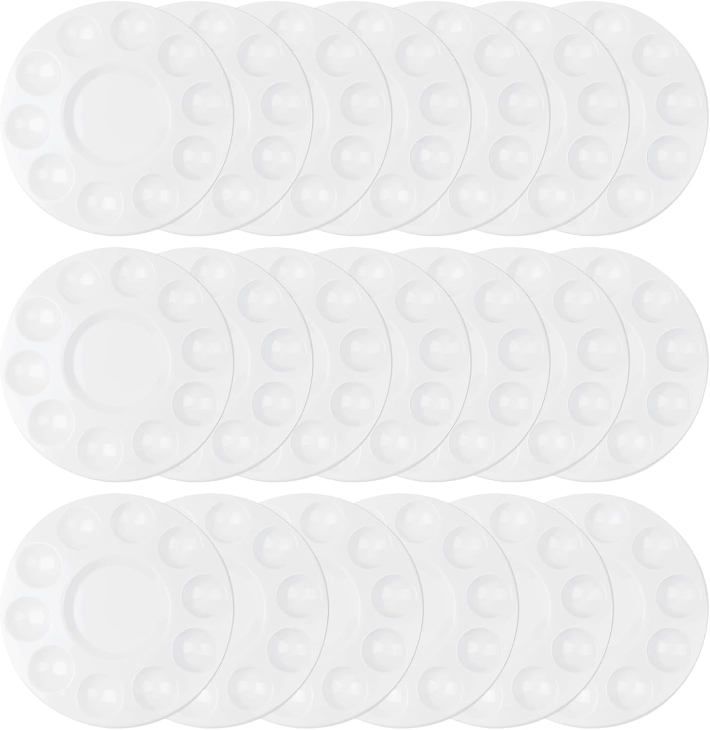 20 Pack Paint Tray Palettes for Kids, Plastic White Palettes for Students, Paint Holder, Paint Supplies