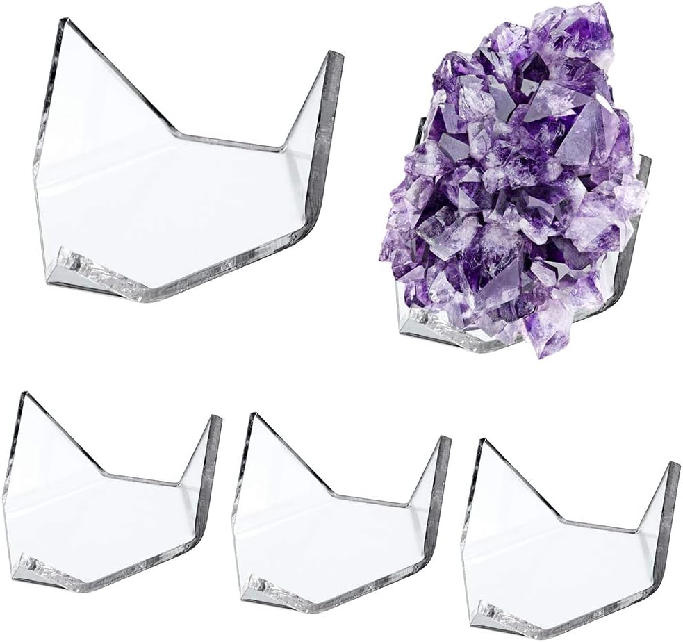 SUMNACON 5 Pcs Triangle Clear Acrylic Display Stand Holder Geode Rock Mineral Agate Fossil Coral Display Stand,Medium