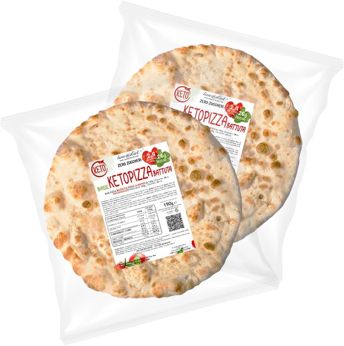 NEW KETO Pizza Bases 2 x 200g | High Protein, Zero Sugar | Hand-Stretched in Italy | Ready to Top & Create Your Own Pizza