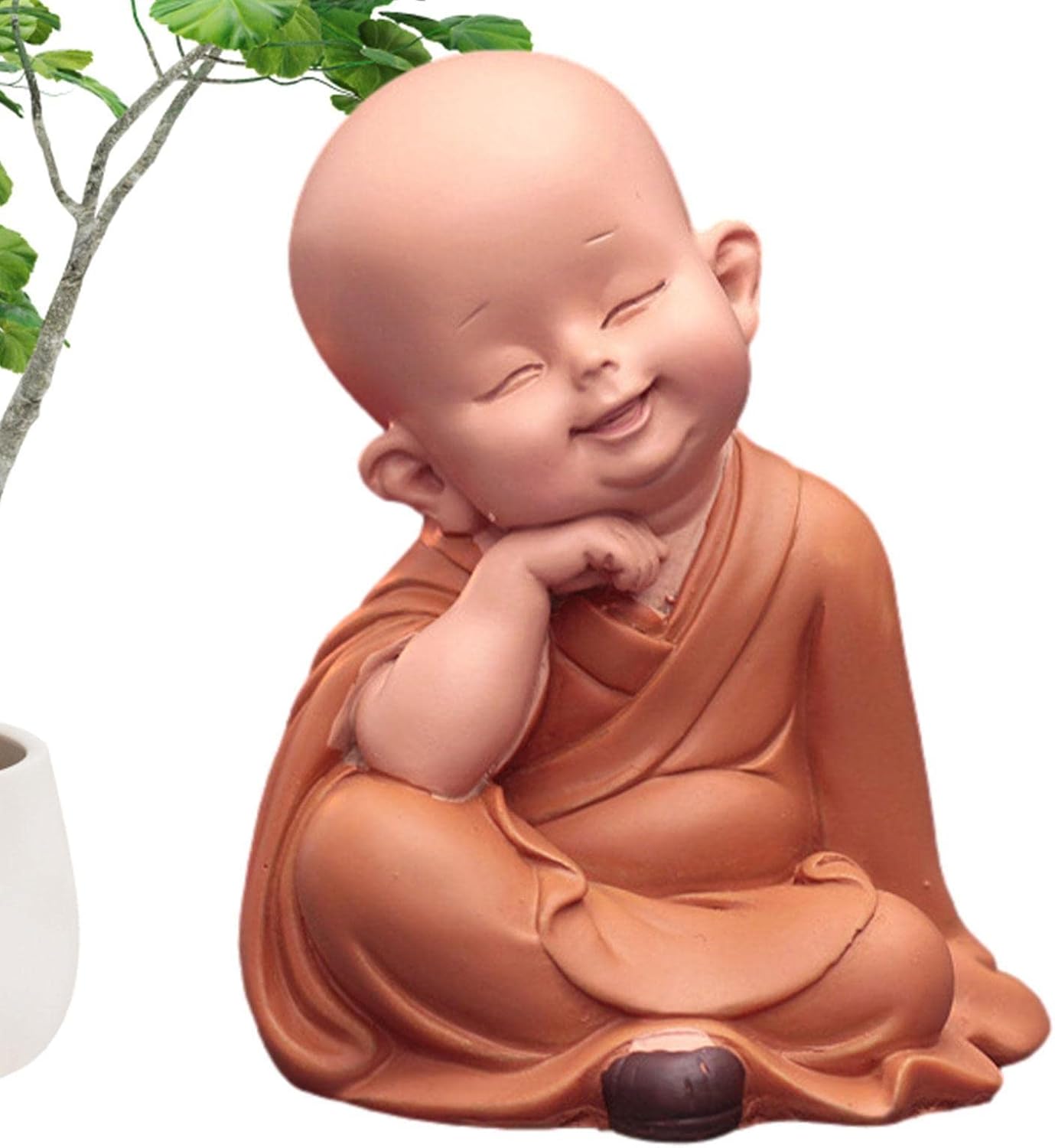 Little Monk Doll - Little Monk Figurine - Cute Resin Buddha Monk Statues, Miniature Figurines Showpiece for Wall Shelf Table Desktop Car Dashboard