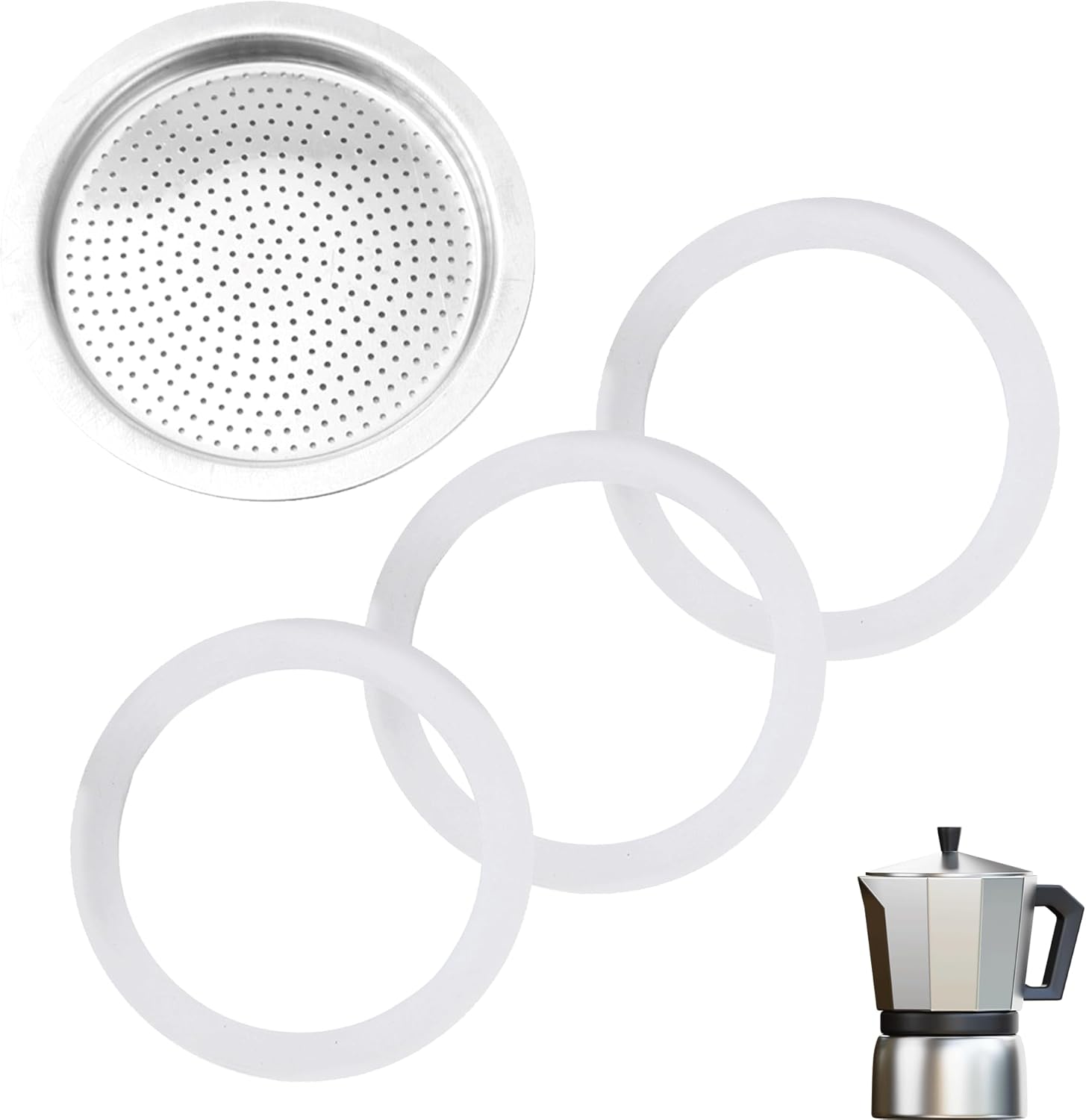 4PCS Gasket for 6 Cup Espresso Maker Durable Silicone Replacement Stove Top Espresso Maker Seal Compatible 6 Cup Gasket for Bialetti Stovetop Coffee Maker Espresso Machine Accessories Set