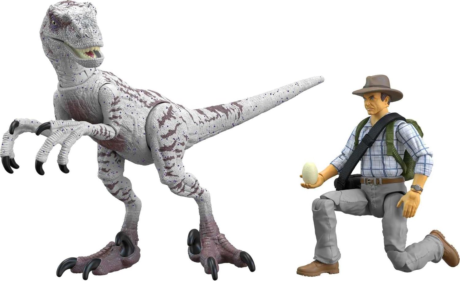 Mattel Jurassic World Jurassic Park III Hammond Collection Action Figure Set wiith Dr Alan Grant, Velociraptor Dinosaur & Raptor Egg Accessories