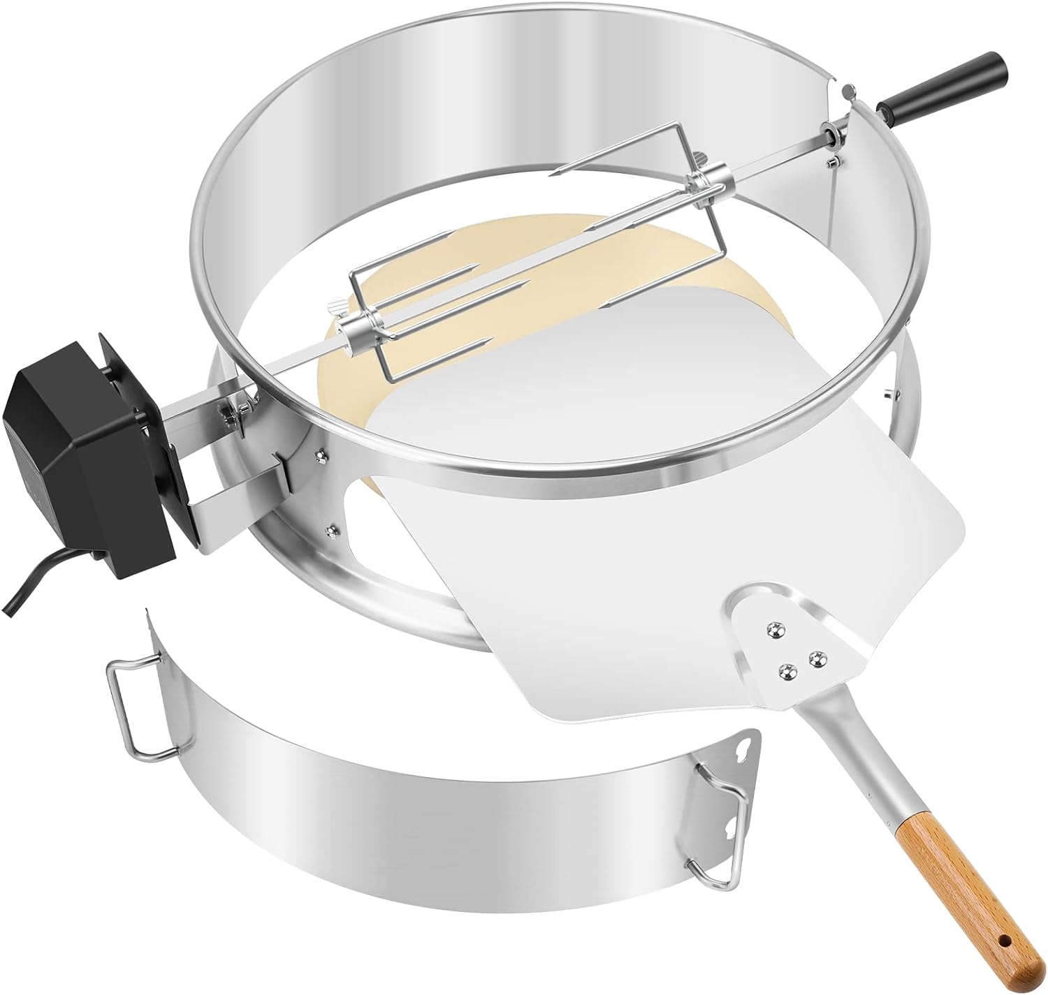 onlyfire Multi-Purpose Stainless Steel Rotisserie and Pizza Combo Kit