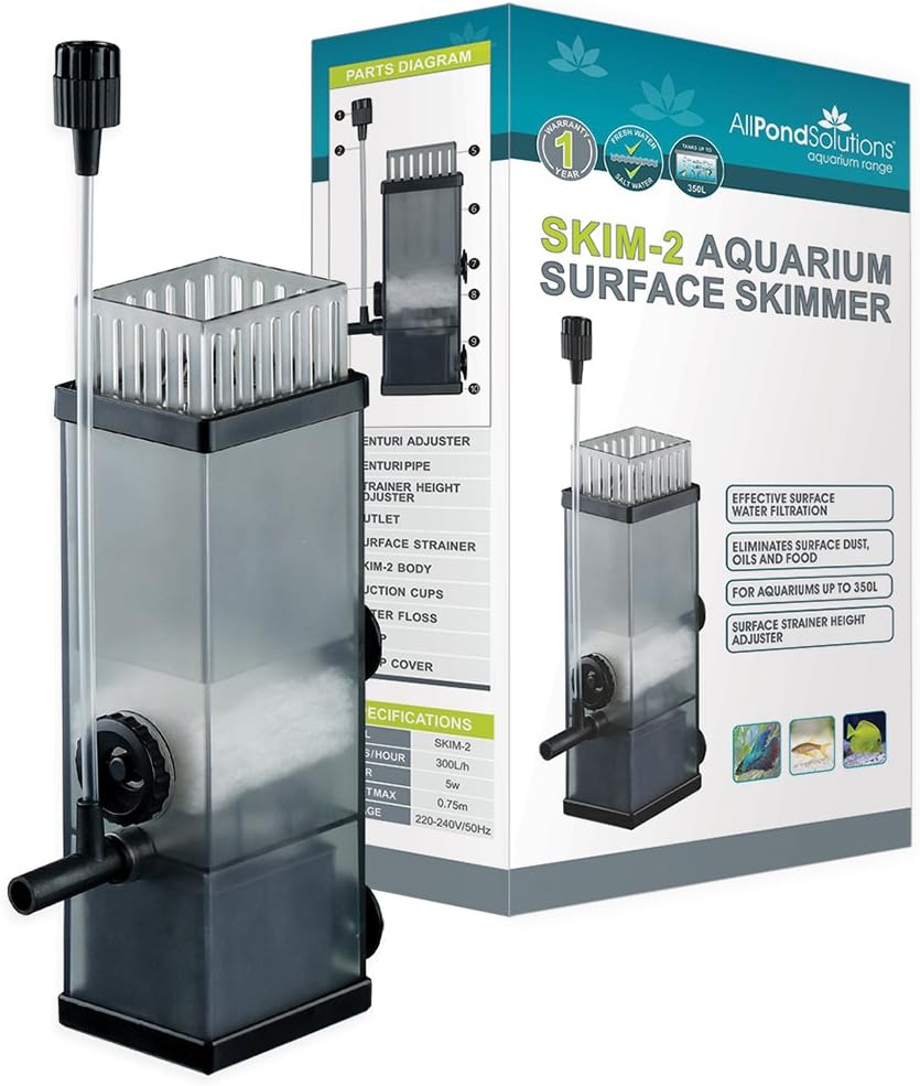 allpondsolutions Aquarium Surface Skimmer - Tropical Marine Reef Fish Tank Water Internal Filter - For Tanks up to 350 Litres
