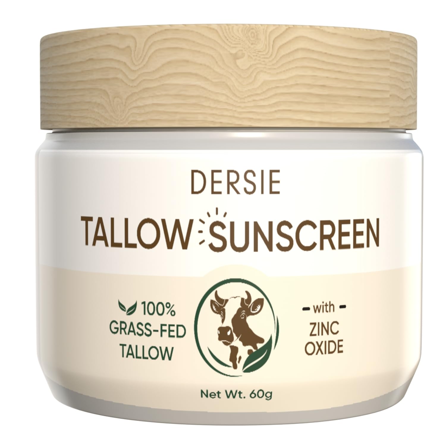 Beef Tallow Sunscreen with Zinc Oxide: Tallow & Zinc Oxide Instant Sun Protection - Non Greasy Formula with Beeswax, Red Raspberry, Carrot Oil - Suitable for Dry and Sensitive Skin - Fresh Scent