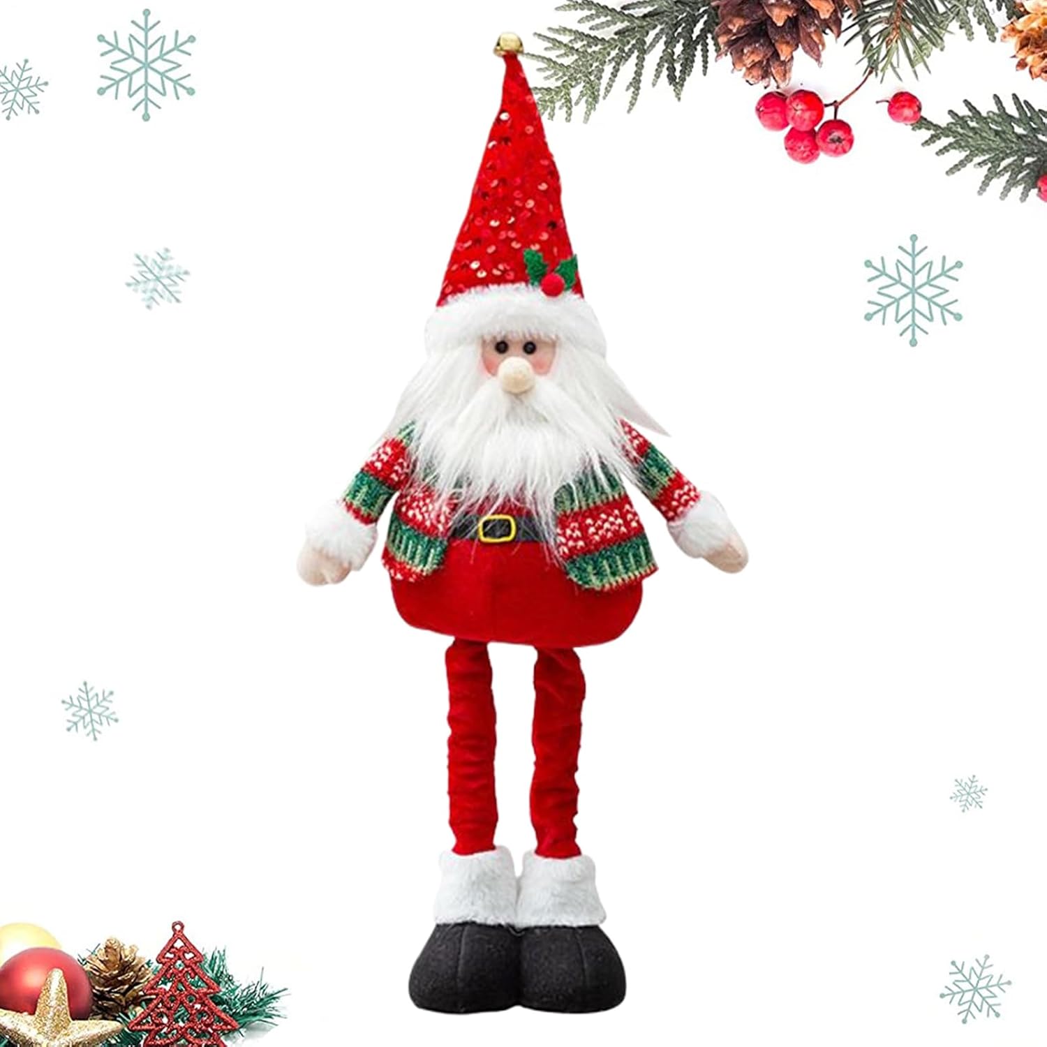 Christmas Gnomes Decorations, Red Santa Plush Gnome for Holiday Home Accent with Soft Desktop & Shelf Ornament, Christmas Table Decor for Fireplace, Yard, Office, Garden Party