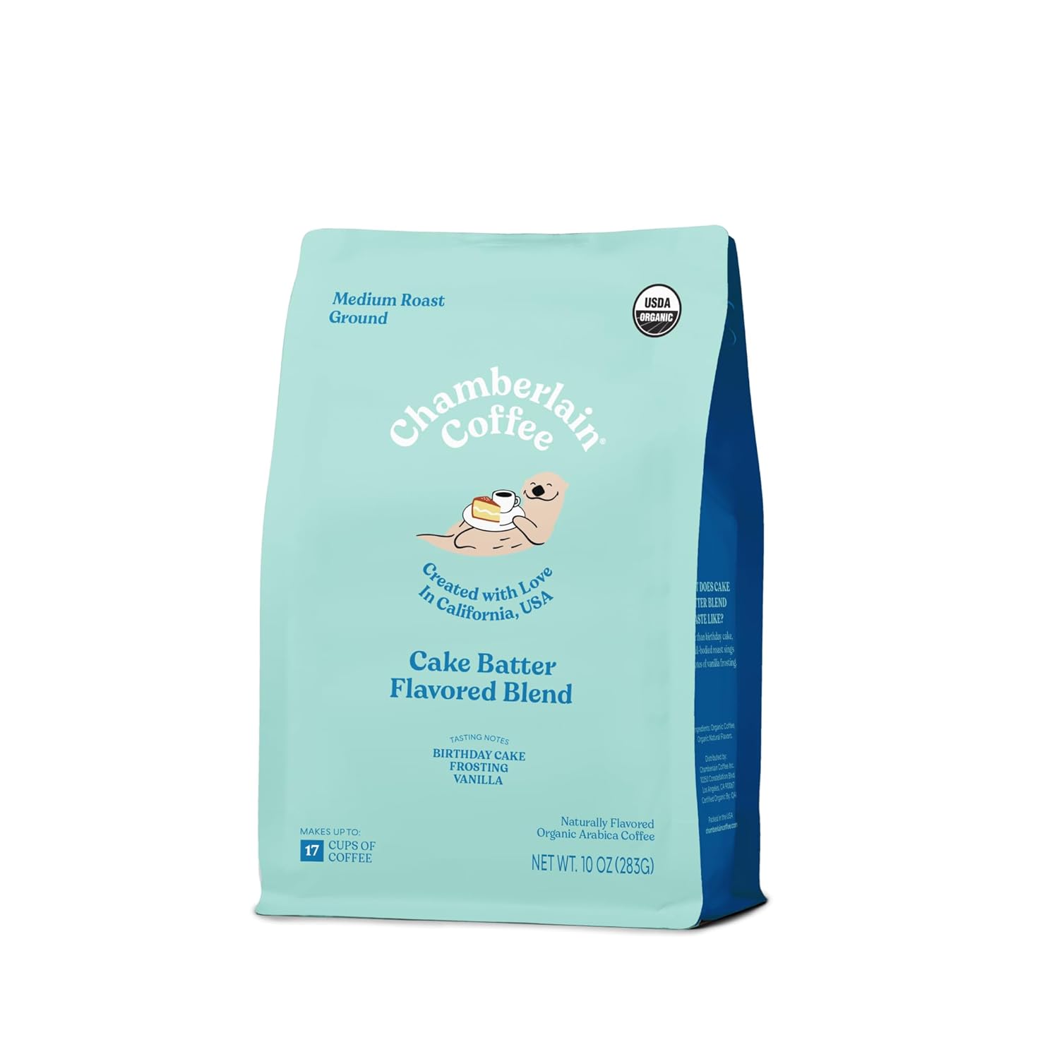 Chamberlain Coffee Sweet Otter Cake Batter Blend - Medium Roast Ground Coffee Beans with Notes of Vanilla & Frosting - Specialty Ground Coffee from Nicaragua, Freshly Roasted In California - 10 oz