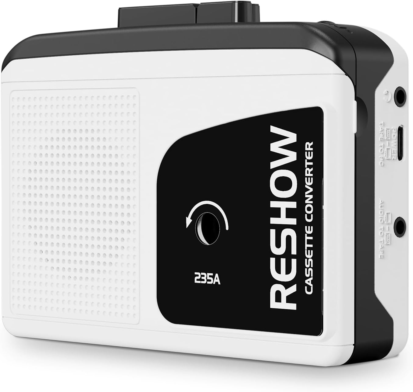 Reshow Portable Cassette Tape Player, Cassette Recorder Built-in Microphone, Loud Speaker, Audio Cassette to MP3 Converter with Earphone Jack, Reverse Recording to Tape-White