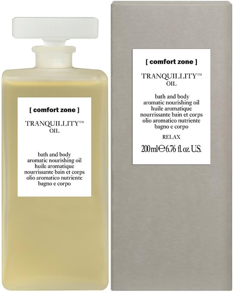 Comfort Zone Tranquillity Bath and Body Oil - 200ml Bottle - Aromatic - for Bath and Body - with Amaranth Oil and Essential Oils - Suitable for Vegans - Natural Ingredients