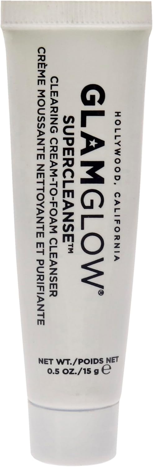 Glamglow Supercleanse Clearing Cream to Foam Cleanser Face Treatment Travel Size 15g & Cosmetic Headband