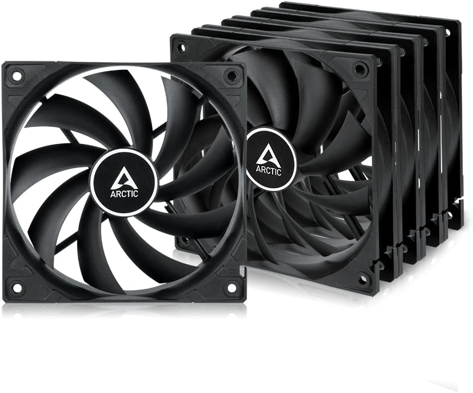 ARCTIC F12 (5 Pack) - PC Fan, 120mm Case Fan, Low Noise, Quiet motor, Computer, Fan Speed: 1350 rpm - Black