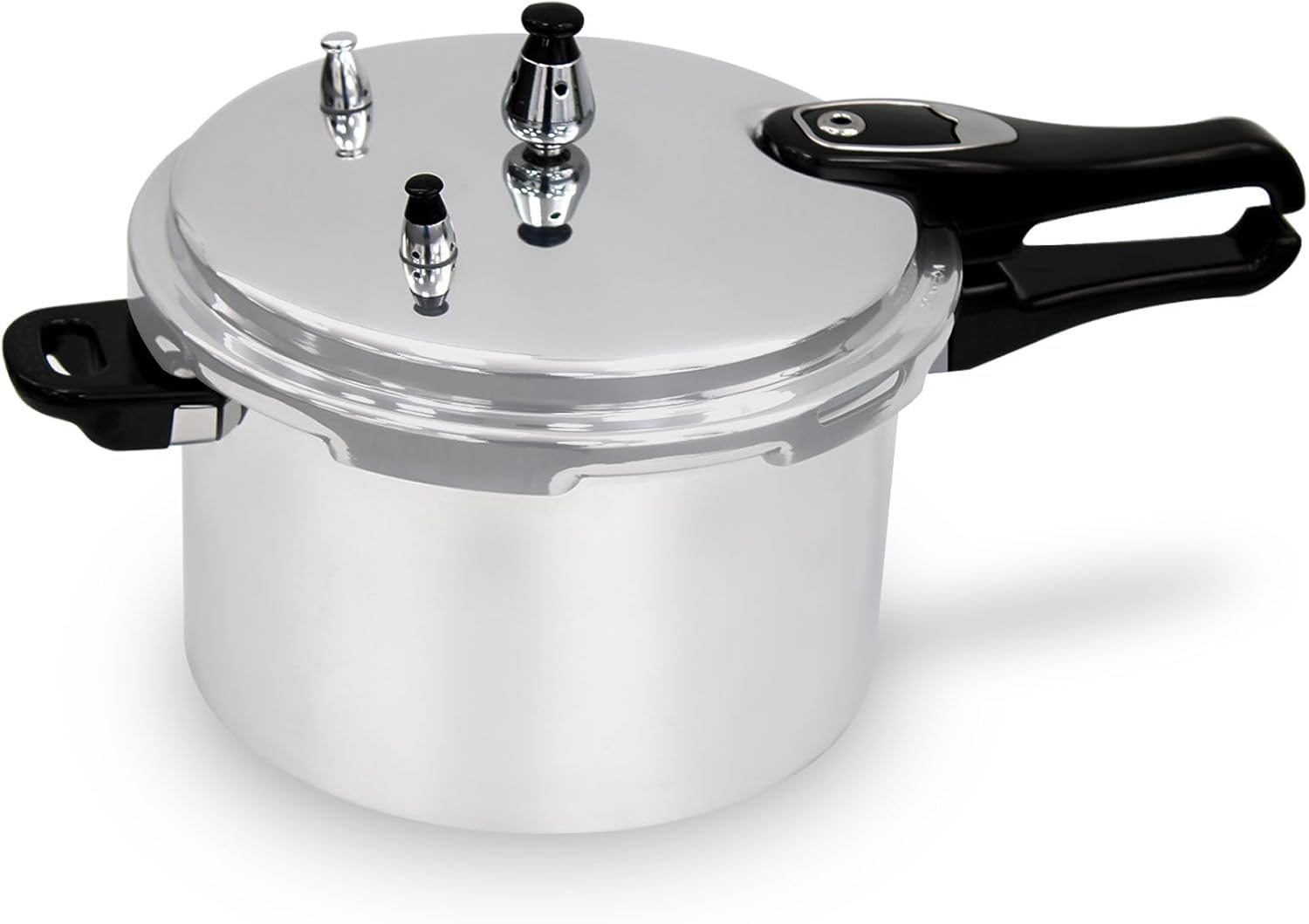 7.5 Litre Dual Handle Pressure Cooker for Kitchen & Catering, Aluminium + Stainless Steel, Suitable for all Hob Types Including Induction Hob - Silver