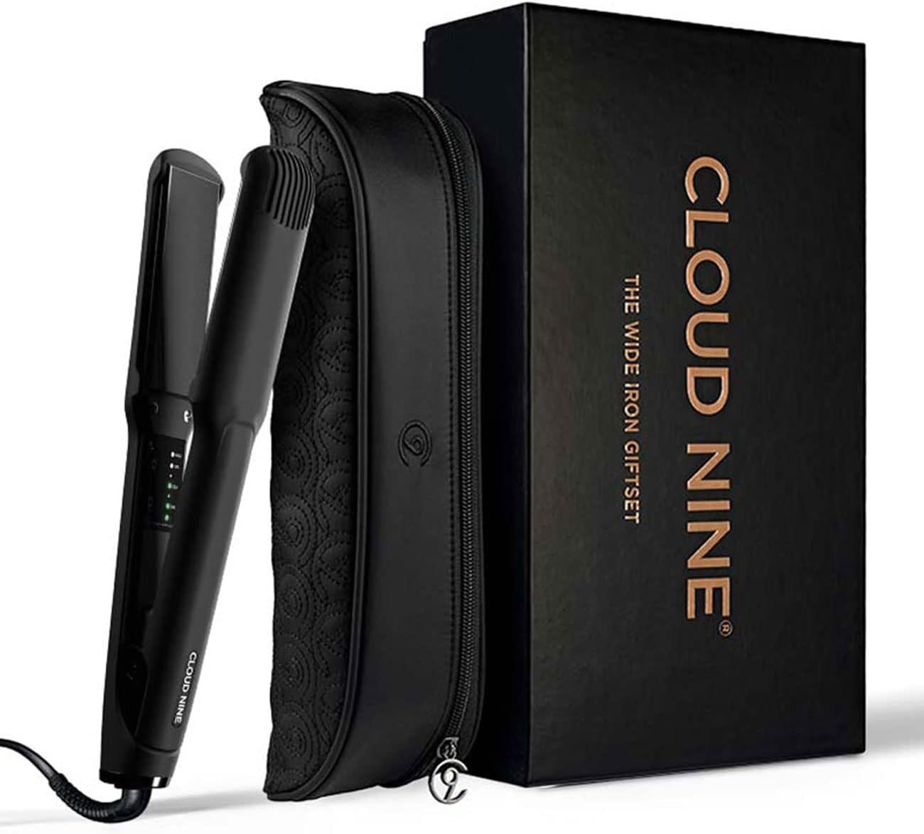 CLOUD NINE The Wide Iron Hair Straightener Gift Set | Ceramic Floating Plates Cushion Spring Flex Technology | Variable Temperature Control 100°C - 200°C | Professional Design for Range of Hair Types…