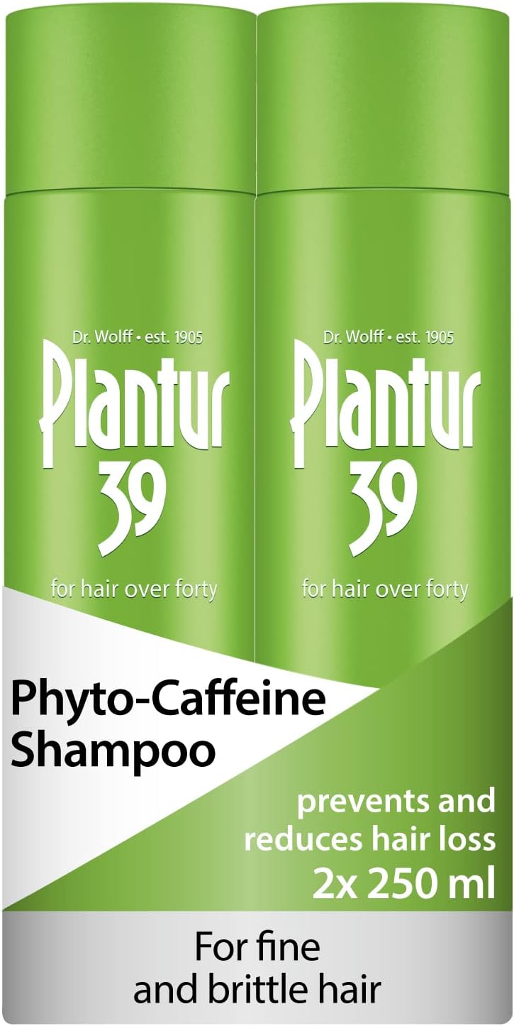 Plantur 39 Caffeine Shampoo Prevents and Reduces Hair Loss 2x 250ml | For Fine Brittle Hair | Unique Galenic Formula Supports Hair Growth | Women Hair Care Made in Germany