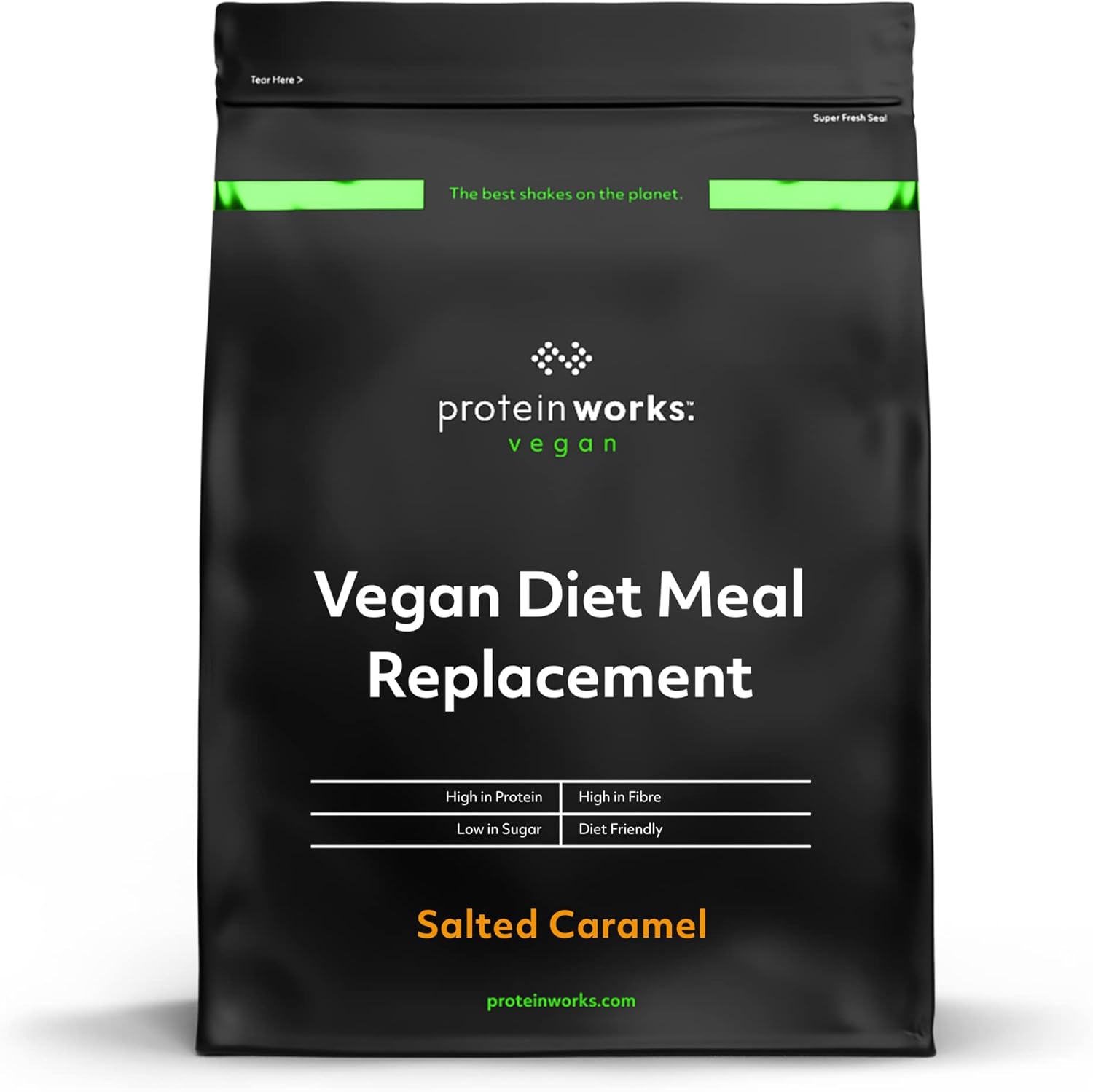 Protein Works - Vegan Diet Meal Replacement Shake | Nutritionally Complete 250 Calorie Meal | Vegan Meal Shake | Plant Based Meal | 7 Servings | Salted Caramel Bandit | 500g
