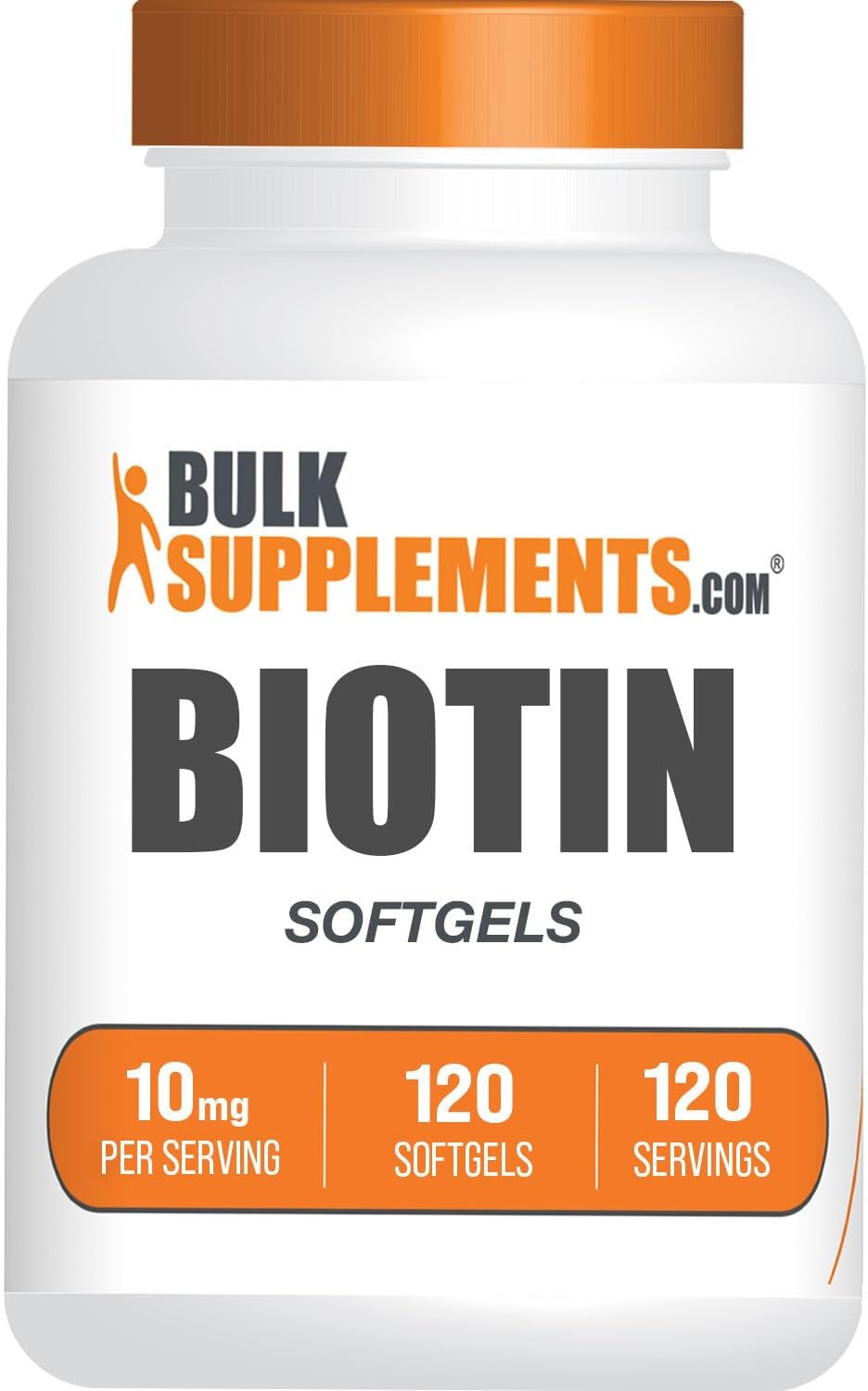 BulkSupplements.com Biotin 10000mcg Softgels - Vitamin B7, Biotin Vitamins for Hair, Skin and Nails, Biotin Supplement - Gluten Free, 1 Softgel per Serving, 120 Count (Pack of 1)