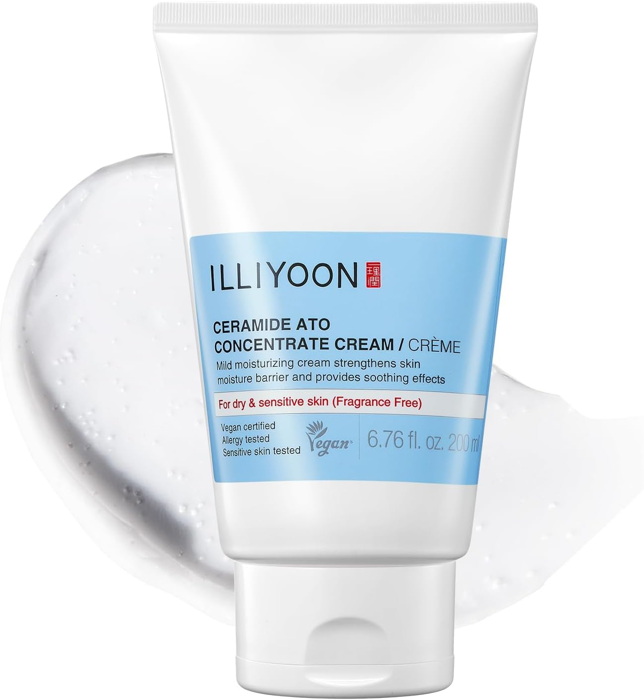 ILLIYOON Ceramide Ato Concentrate Cream (200ml, 6.76 Fl Oz) | Moisturizer for Dry&Sensitive Skin, 100hr Hydration, Restoring Skin Barrier | Gentle for Infants and Adults | Vegan | Fragrance Free
