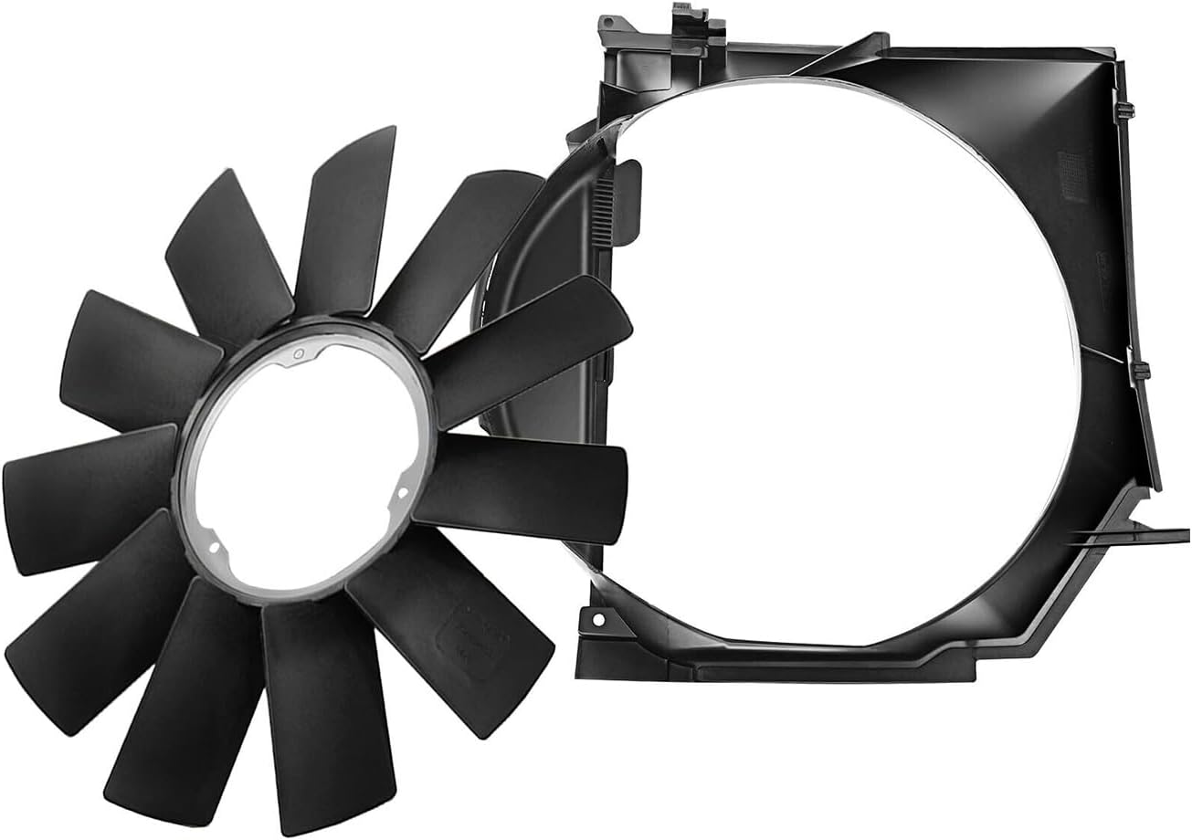 Radiator Cooling Fan Shroud with Fan Blade Kit 17111436259 + 11521712058 Compatible with BMW 320i 323i 325i 328i 330i E46 1997-2006