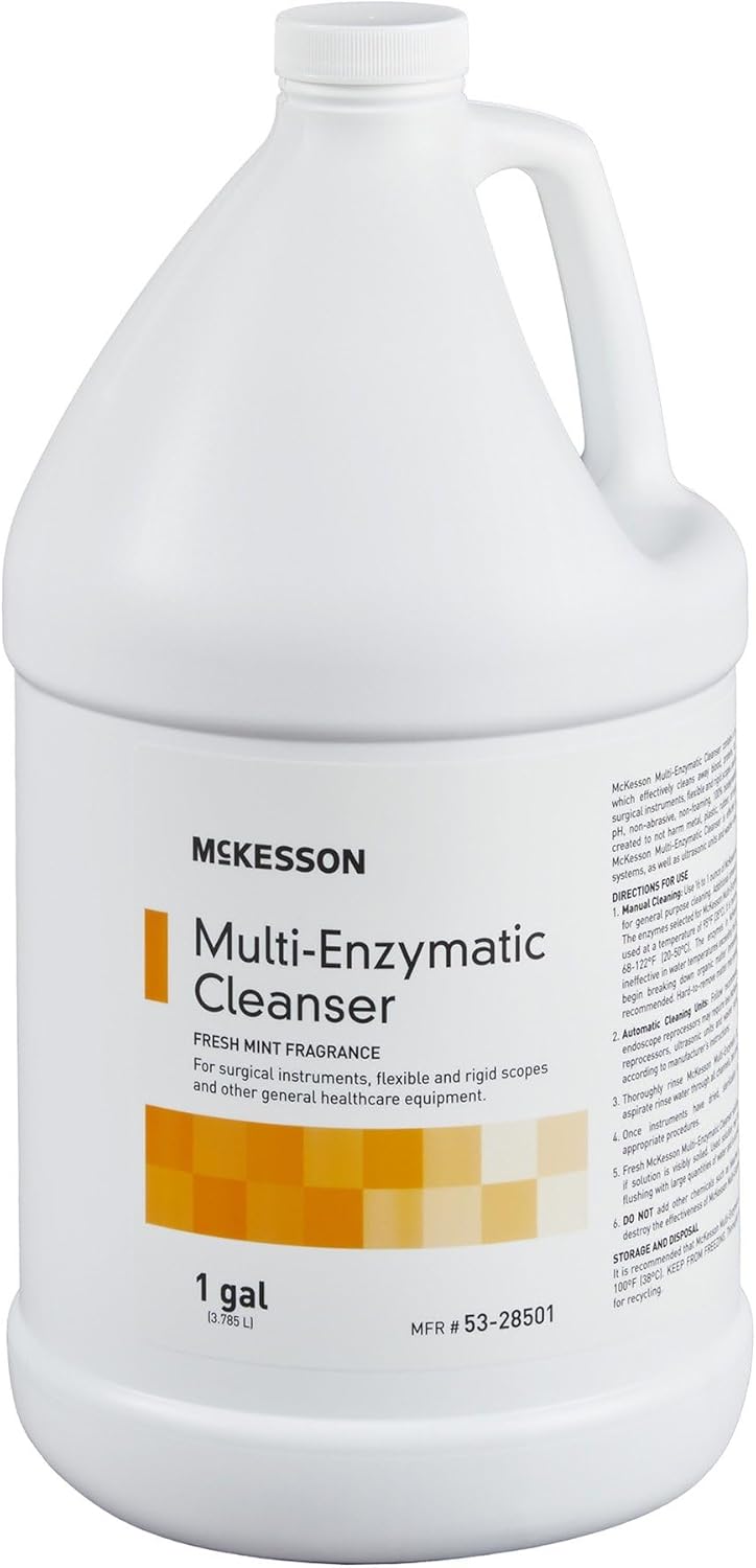 McKesson Multi-Enzymatic Cleanser for Surgical Instruments & General Healthcare Equipment, 1 Gallon [Pack of 1] Fresh Mint