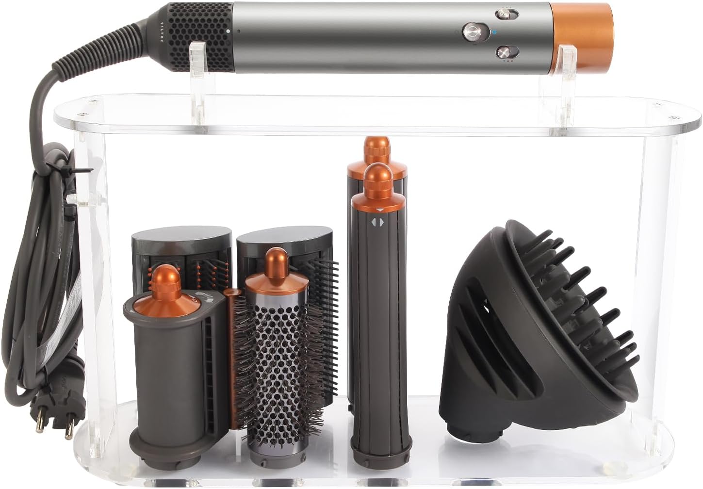 Desktop Storage Holder Compatible with Dyson Airwrap/Airwrap Origin/Airwrap i.d, 7-Hole Acrylic Organizer Compatible with Dyson Airwrap Multi-Styler for Home Bathroom and Hairsalon