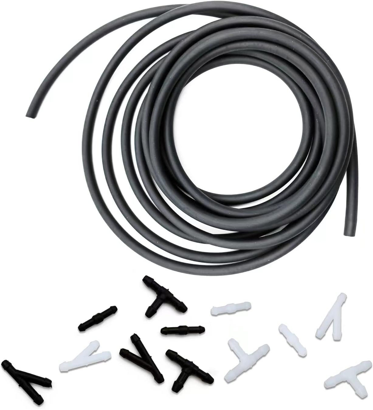 Windshield Washer Hose Kit, 4 Meter Washer Fluid Hose with 12 Pcs Hose Connectors, Suitable for Most Car Windshield Washer Tubing