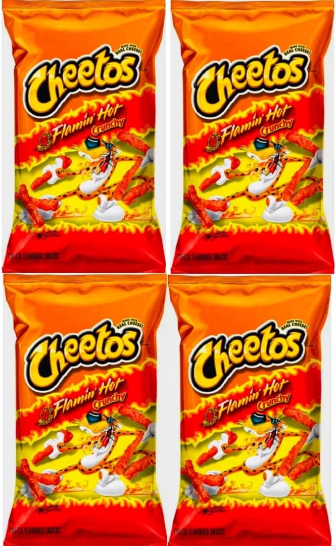 Cheetos Flamin Hot Crunchy 8oz/226g (Pack of 4)