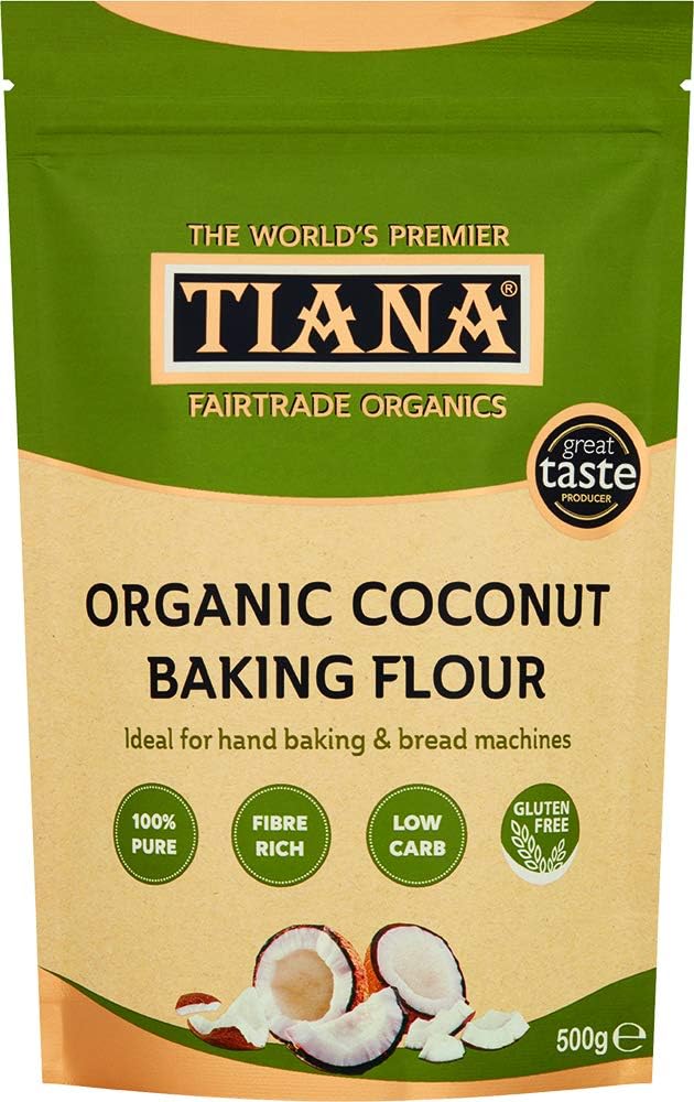 TIANA Fairtrade Organic Coconut Flour, Premium Quality and Low-Carb, 500g