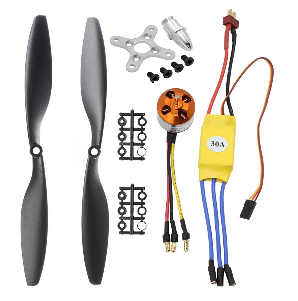 abcGoodefg 1000KV RC Brushless Motor A2212 13T with 30A Brushless ESC 1045 Propeller CW CCW Accessories Kit Mount for RC Plane F450 550 Quadcopter