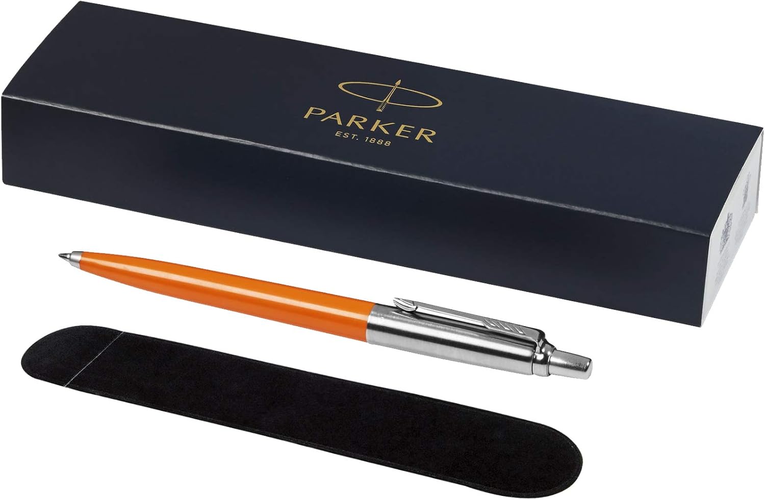 PARKER -"Jotter ballpoint pen with Velvet Pouch in gift box - black ink (orange)