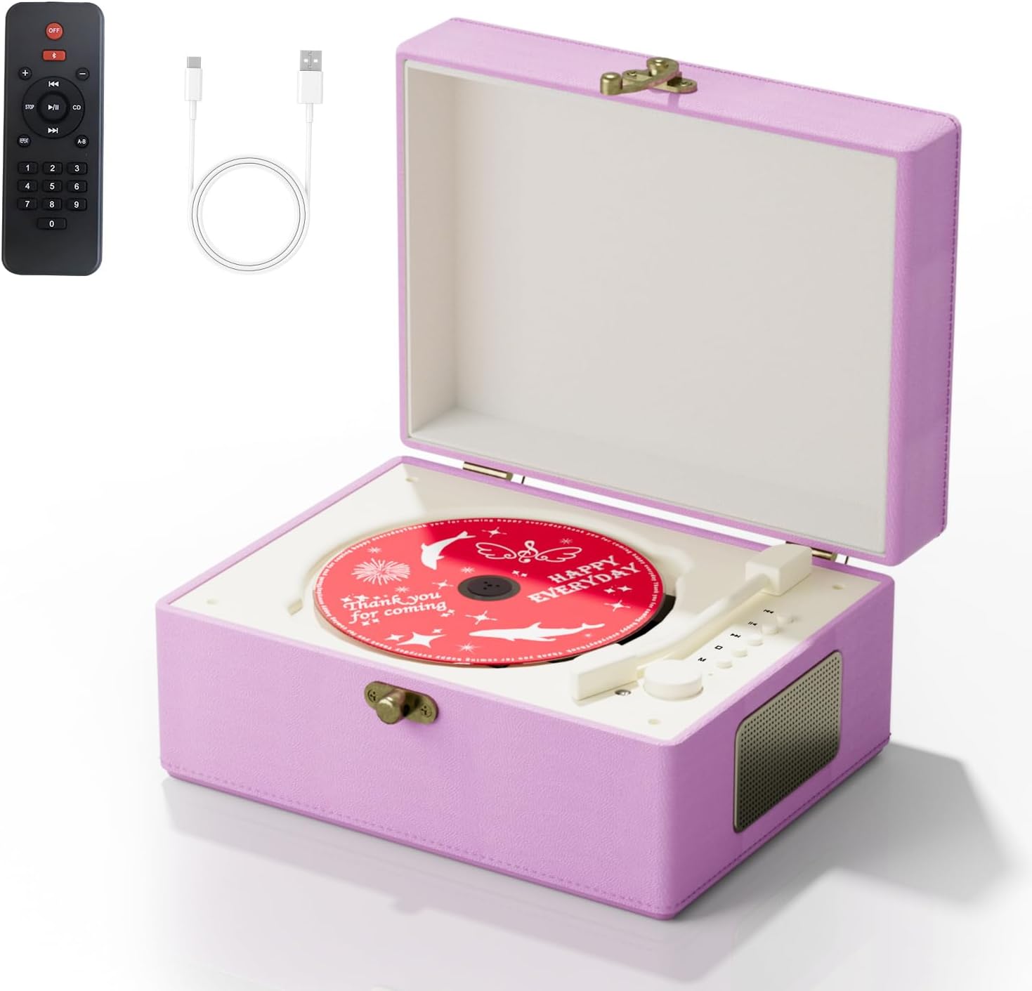 Yintiny Purple Leather CD player With Speakers For Home Decor