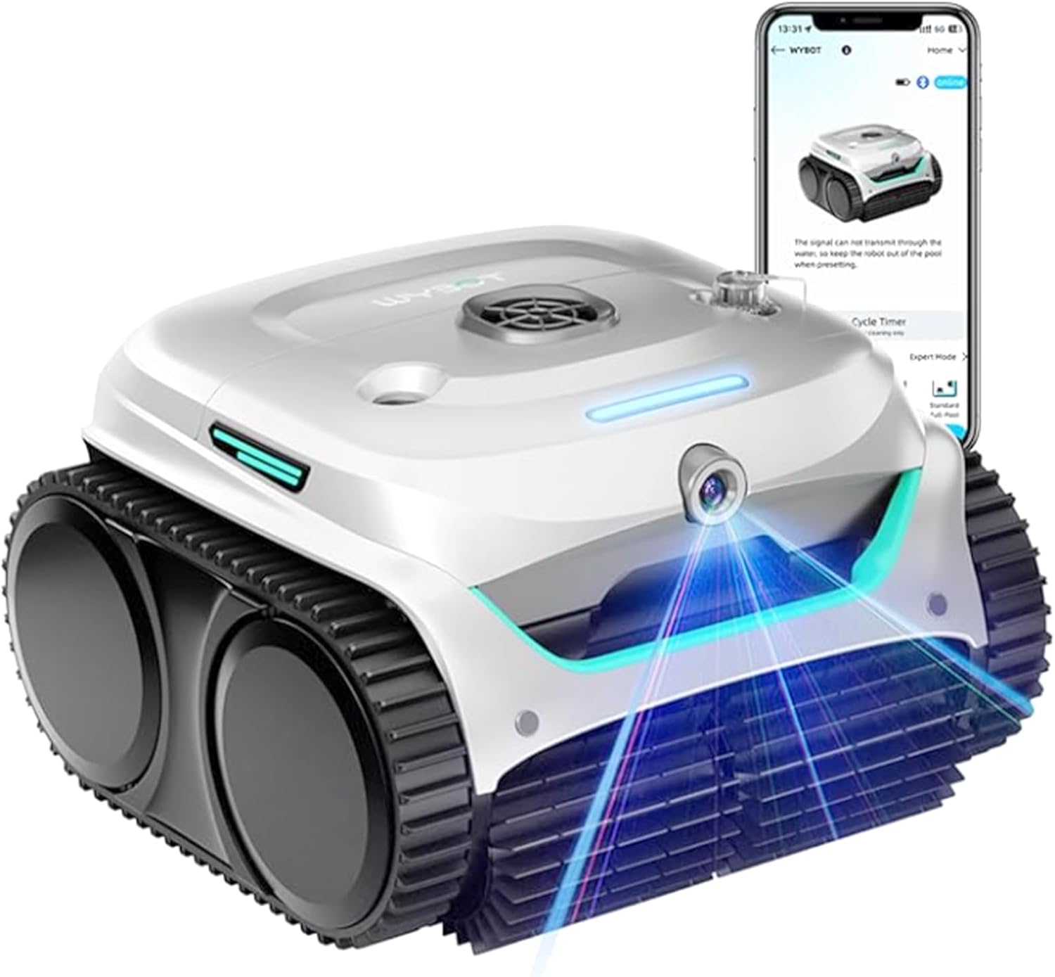 (2025 New) WYBOT C2 Vision AI Camera Cordless Pool Vacuum Robot for Inground Pools, 8 Mode Robotic Pool Cleaner, Utra-fine Filtration, Powerful Suction, Wall Climbing, Waterline Cleaning, White