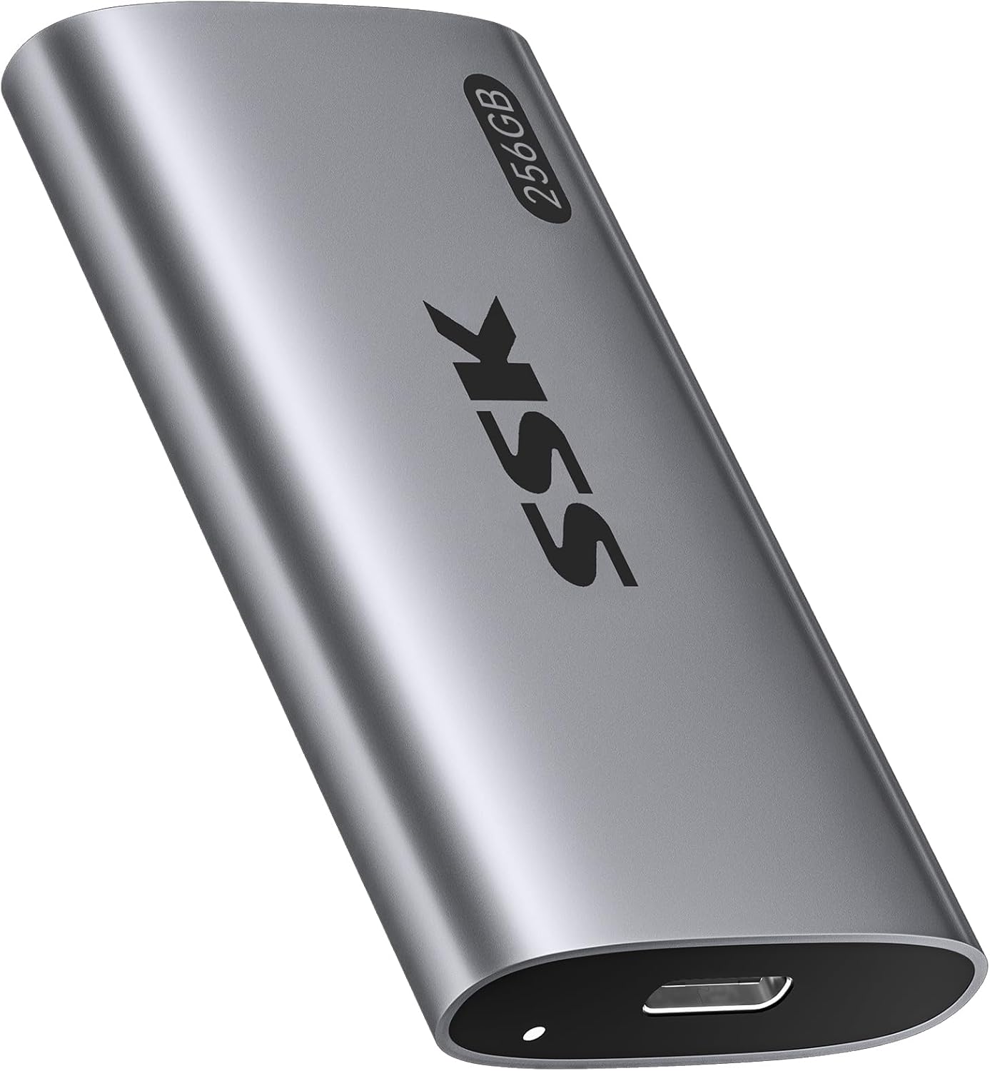 SSK 256GB Portable SSD External Drive Up to 550MB/s, USB 3.2 Gen2 External Solid State Drives for iPhone 15/16/Pro, Windows, Mac, Android With LED Light, TRIM, SMART Supported