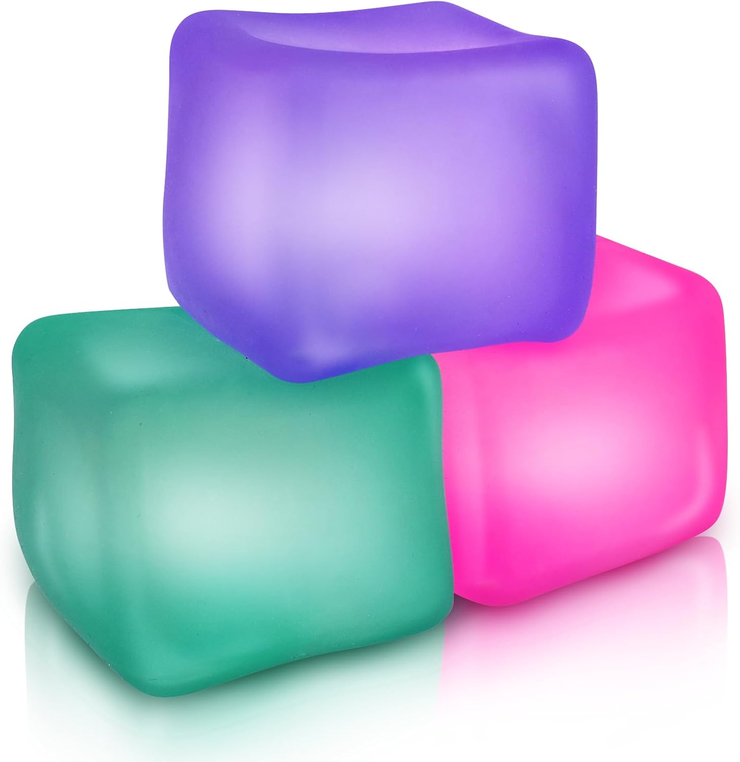 SMALL FISH 3 Pcs Squishy Stress Cube, Giant Stress Balls for Kids & Adults, Sensory Fidget Cubes for Anxiety Relief, ADHD & Autism, Reusable Squishy Stress Toys for Classroom Prize