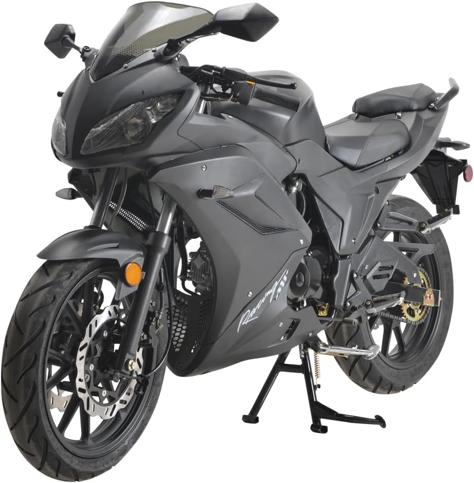 HHH 125cc Motorcycle with Manual Transmission for Adult Youth Bike 125cc Scooter with led Lights and 17 inches Wheels (Black Color)
