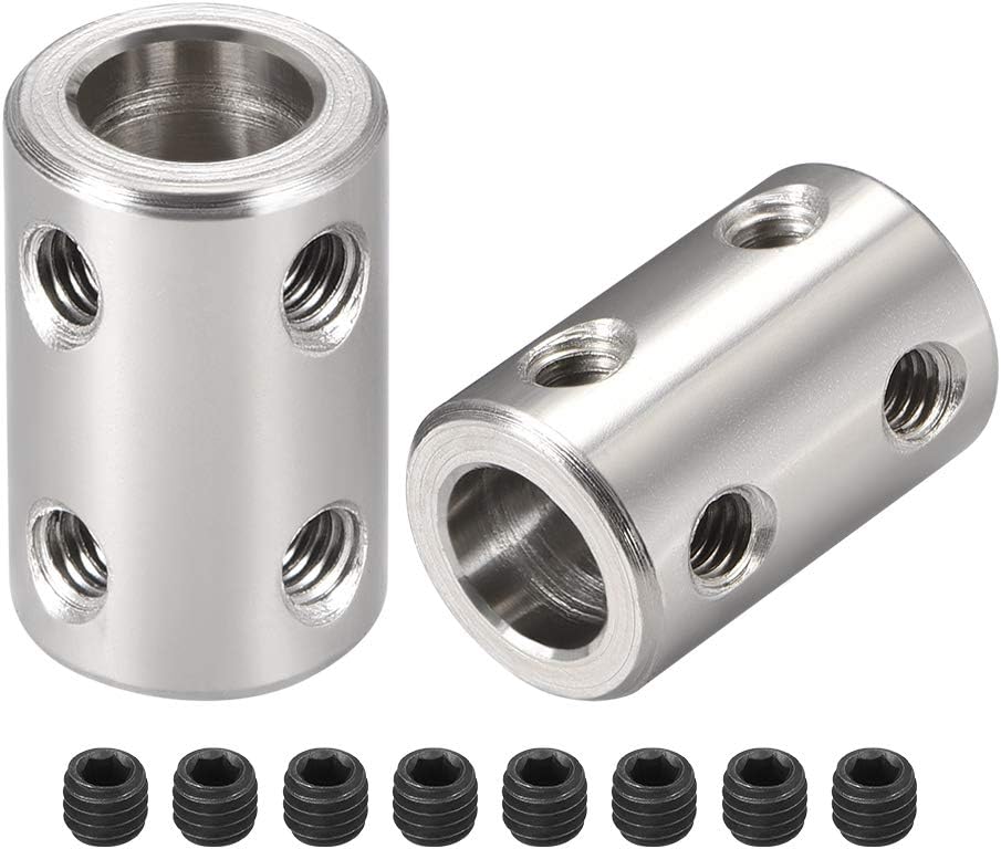 uxcell 8mm to 8mm Bore Rigid Coupling Set Screw L22XD14 Stainless Steel,Shaft Coupler Connector for 3D Printers, Motor Accessories,2pcs