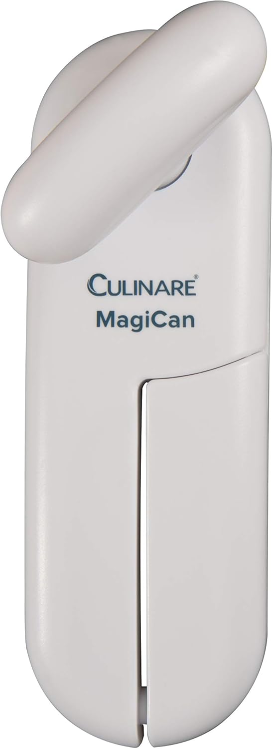 Culinare C10015 MagiCan Tin Opener | White | Plastic/Stainless Steel | Manual Can Opener | Comfortable Handle for Safety and Ease | Heavy Duty Stainless Steel Cutting Wheel