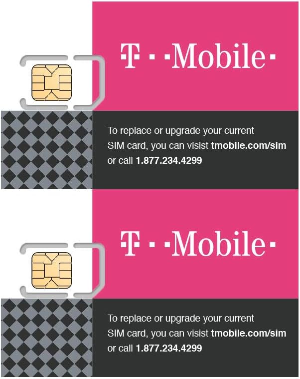 (2 Pack) Authentic Official T-Mobile SIM Card Micro/Nano/Standard GSM 4G/3G/2G LTE Prepaid/Postpaid Starter Kit Unactivated Talk Text Data & Hotspot