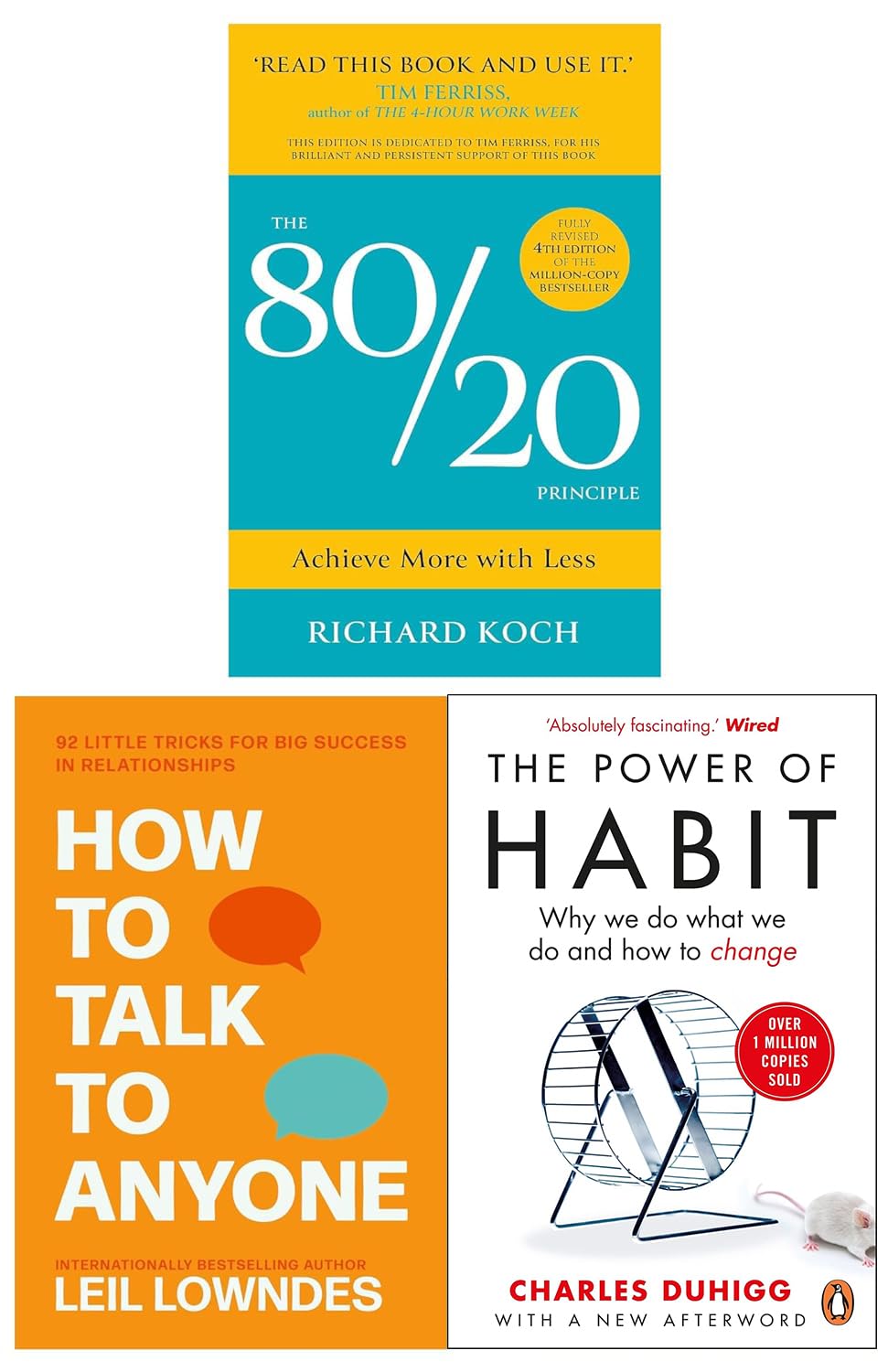 The 80/20 Principle, Atomic Habits, How to Talk to Anyone Collection 3 Books Set by Richard Koch, James Clear, Leil Lowndes