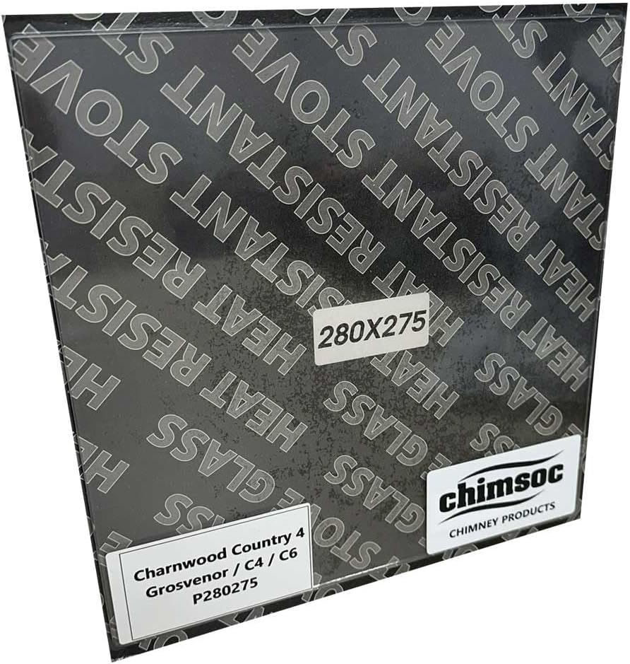 Chimsoc Replacement Stove Glass - Charnwood Country 4 / Grosvenor / C4 & C6 (280mm x 275mm Rectangular)