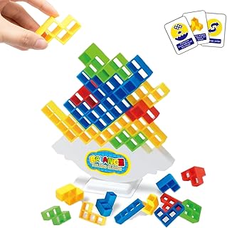 moobee 48 Pcs Tower Game Tetra Game Balance Stacking Blocks Game, Board Games for Kids & Adults, Tetra Game Tower Balance Toys Team Building Games for 2 Players or More Family, Parties, Travel