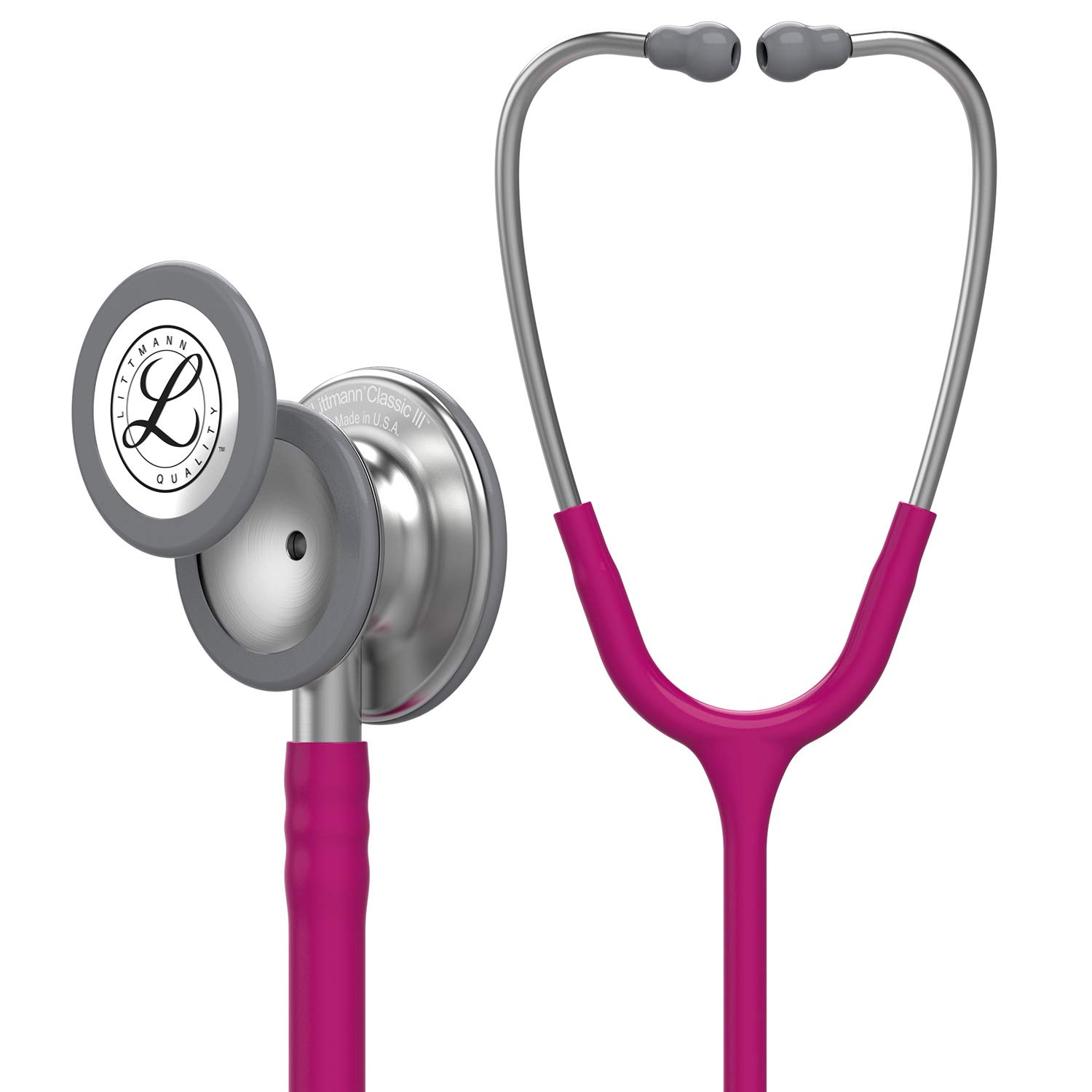 3M Littmann Classic III Monitoring Stethoscope, 5648, More Than 2X as Loud, Weighs Less, Stainless Steel Chestpiece, 27" Raspberry Tube
