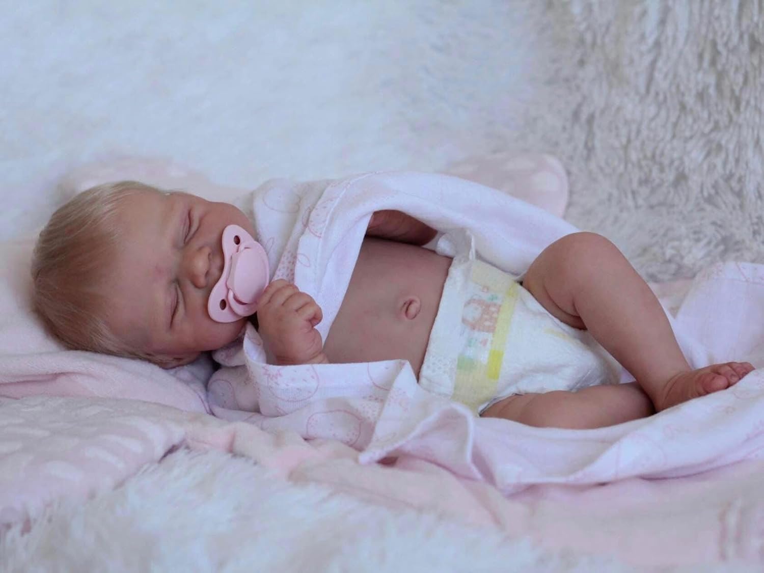 iCradle Reborn Dolls 18inch 48cm Full Body Vinyl Silicone Baby Doll Boy Anatomically Correct Hand Implanted Blonde Hair Realistic Newborn Doll Boy Eyes Closed Ages 3+ (BOY)