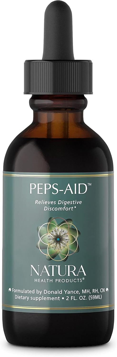 Natura Health Products, Peps-Aid Supplement - Soothes Digestive Discomfort & Neutralizes Excess Stomach Acidity - Featuring Turkey Rhubarb, Cinnamon, German Chamomile, Lemon Balm (2 Fl Oz.)