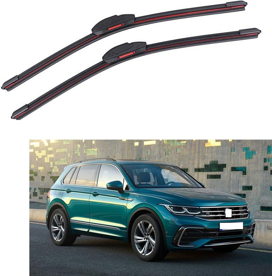 Car Windscreen Wipers for VW Tiguan R-Line 2018,Wiper Arm Set Assembly Windshield Cover Accessories Rubber Strip Replacement Strips Blade Refills Parts,Front