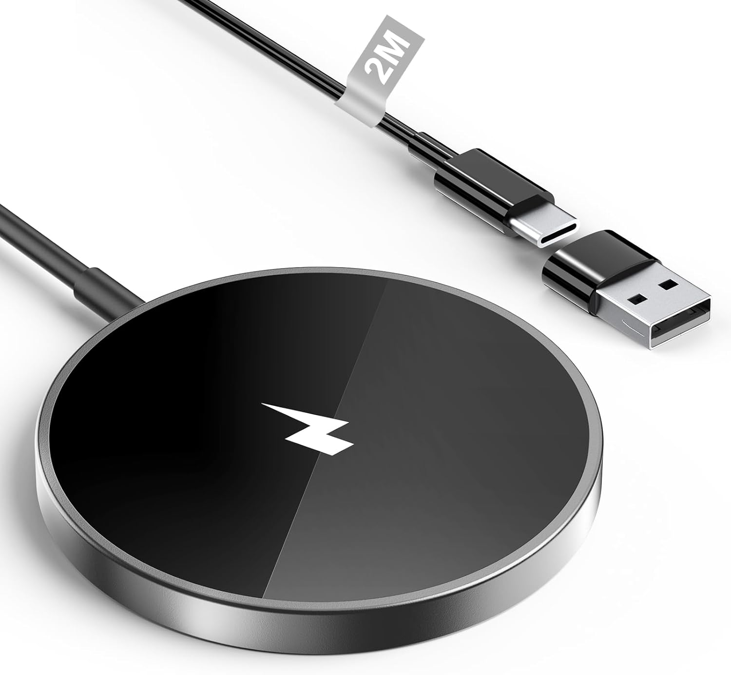 15W Wireless Charger iPhone, Mag-Safe Charger Wireless Charging Pad Magnetic Wireless Charger Wireless Charger Pad for iPhone 16/15/14/13/12/11/Pro Max/XR/X/8 Plus Series AirPods 3/2/Pro, Black